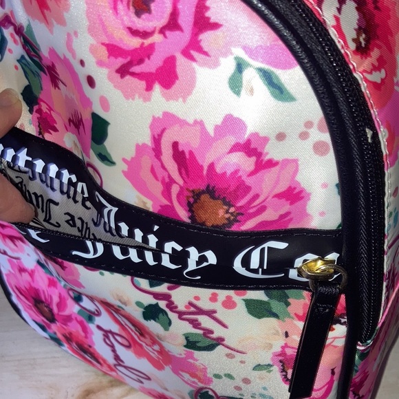 Juicy Couture Backpack Bag Pick Ur Petal Pink Floral Purse Black White New - Picture 6 of 9
